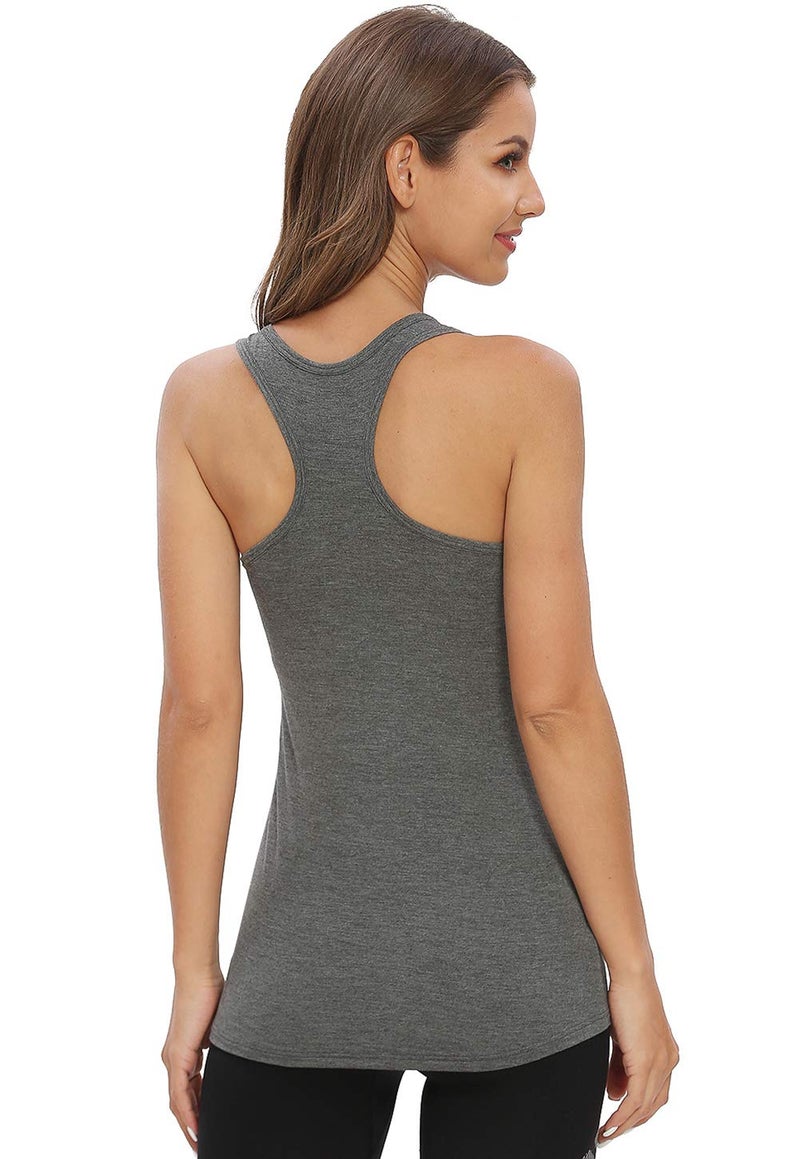 Cosy Pyro Workout Tank Tops for Women Racerback Yoga Tanks Basic Athletic Activewear-4 Packs Black/Gray/White/Army Green S - Image 4